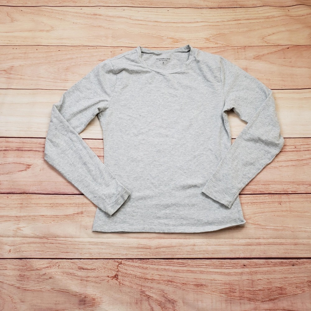 Abercrombie & Fitch Shirt Womens Medium Gray Long Sleeve Crewneck A&F Essentials
